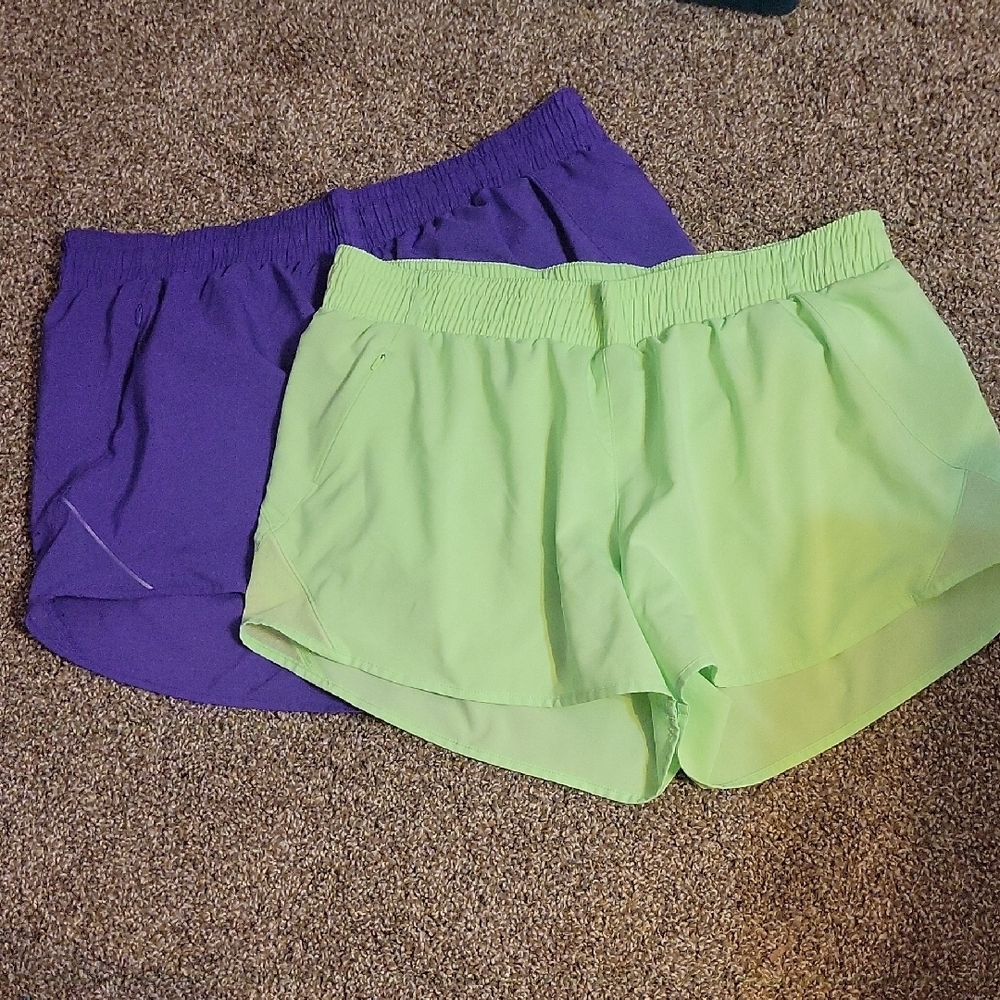 All in Motion Athletic Shorts Purple and Green Lightweight Performance